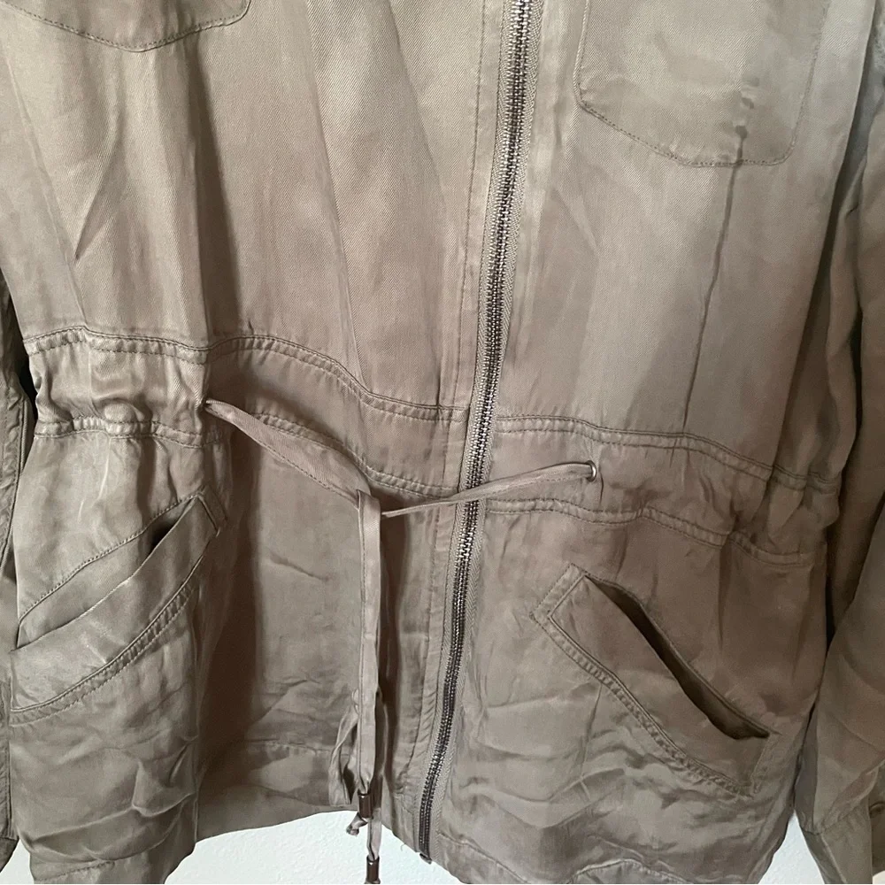 Rails Miles Sage Green Utility Jacket Pockets Drawstring Waist