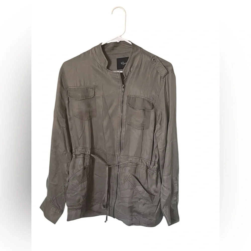 Rails Miles Sage Green Utility Jacket Pockets Drawstring Waist