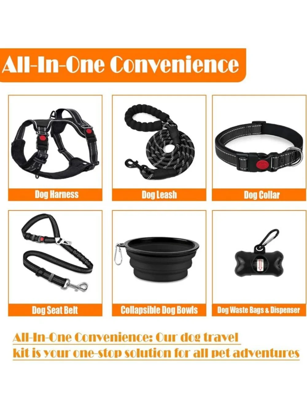 No Pull Dog Harness, Collar & Leash Set with Travel Accessories for Easy Walks