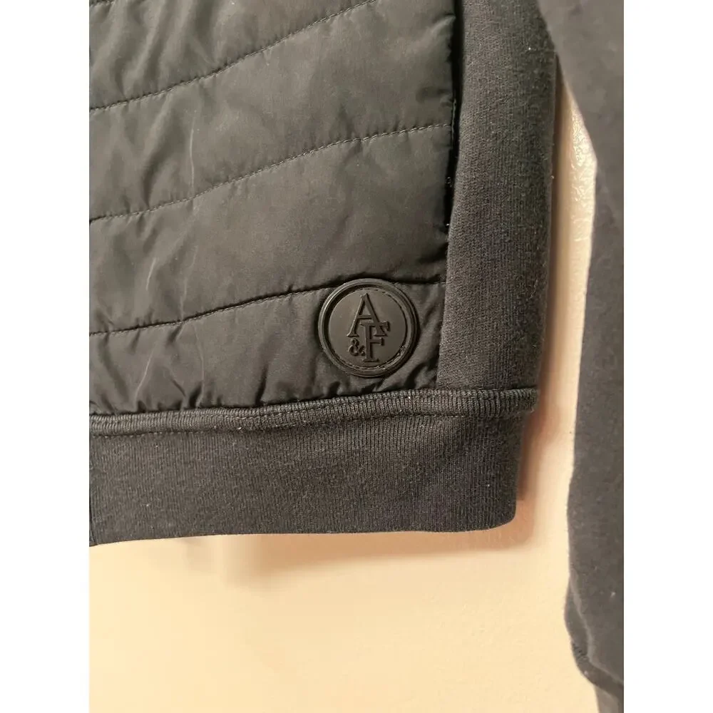Abercrombie & Fitch Women’s XS Black Quilted Hybrid Hooded Zip Jacket Y2K Puffer