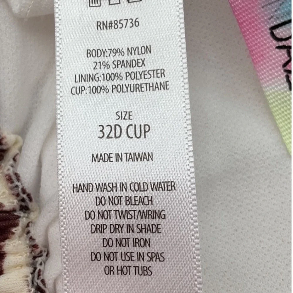 Sundazed Zebra Print Triangle‎ Bikini Top Mocha Brown Cream 32D F76111 NWT