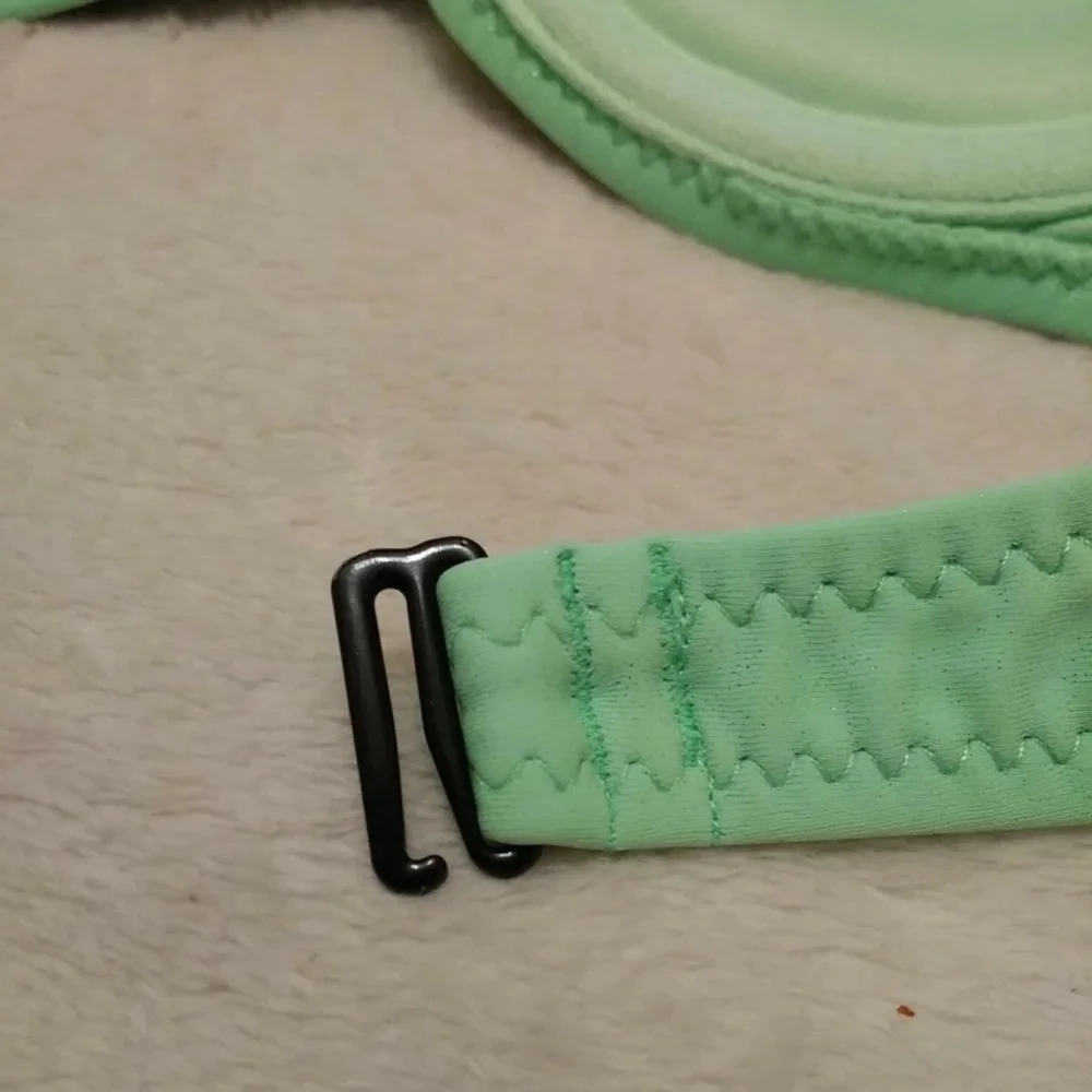 Rue Bleu Mint and White Color Block Bandeau Bikini Top
