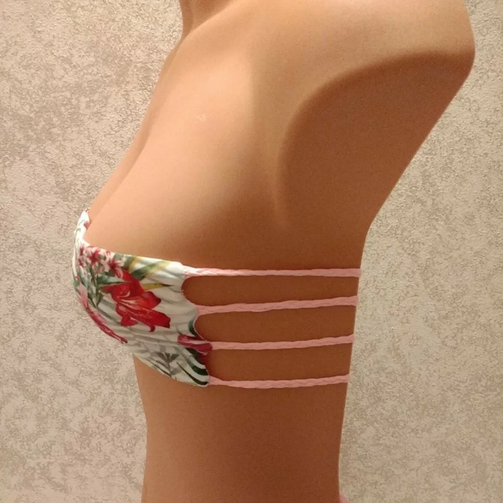 Floral Print Bandeau Bikini Top