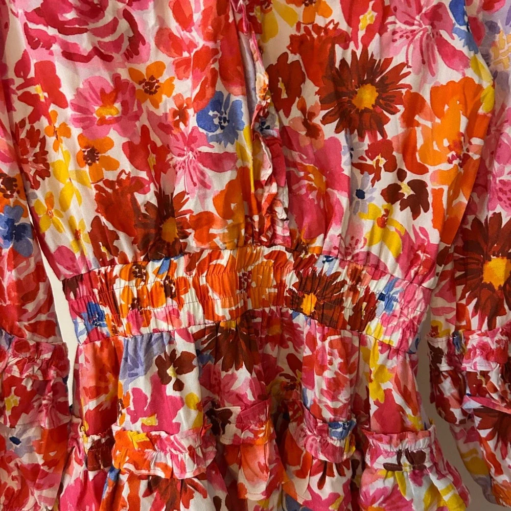 Cake For Dinner Floral Mini Dress Ruffle‎ Long Sleeve XS