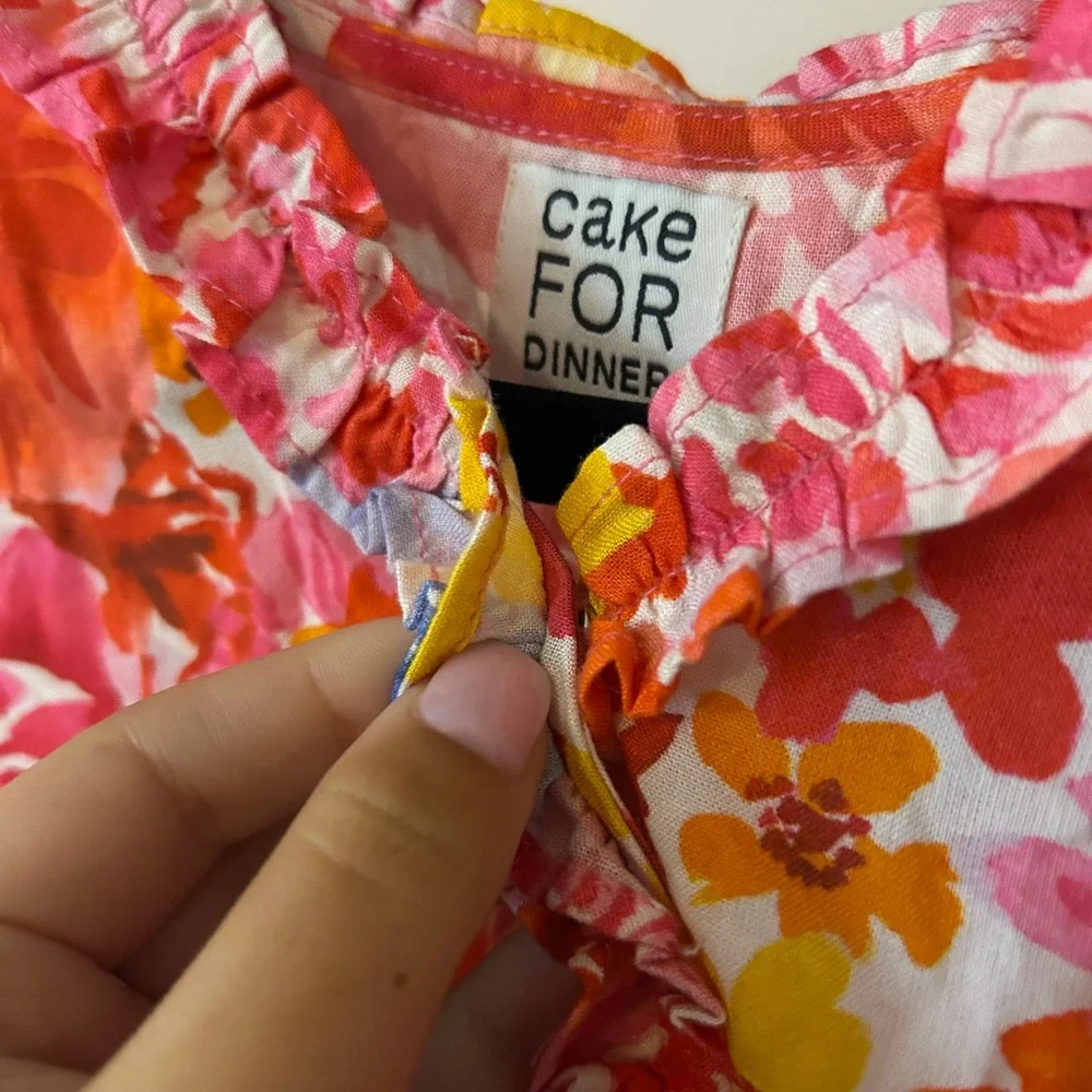 Cake For Dinner Floral Mini Dress Ruffle‎ Long Sleeve XS