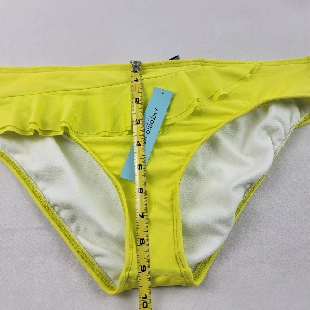 NWT Antonio Melani neon ruffle bikini bottoms‎ in size Large