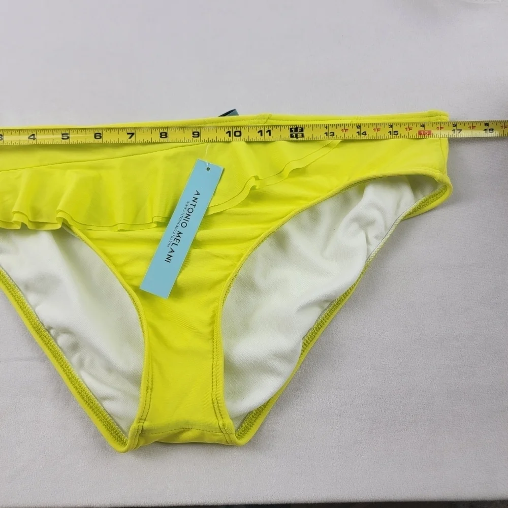 NWT Antonio Melani neon ruffle bikini bottoms‎ in size Large