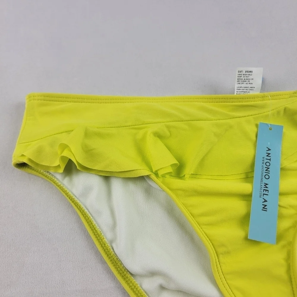 NWT Antonio Melani neon ruffle bikini bottoms‎ in size Large