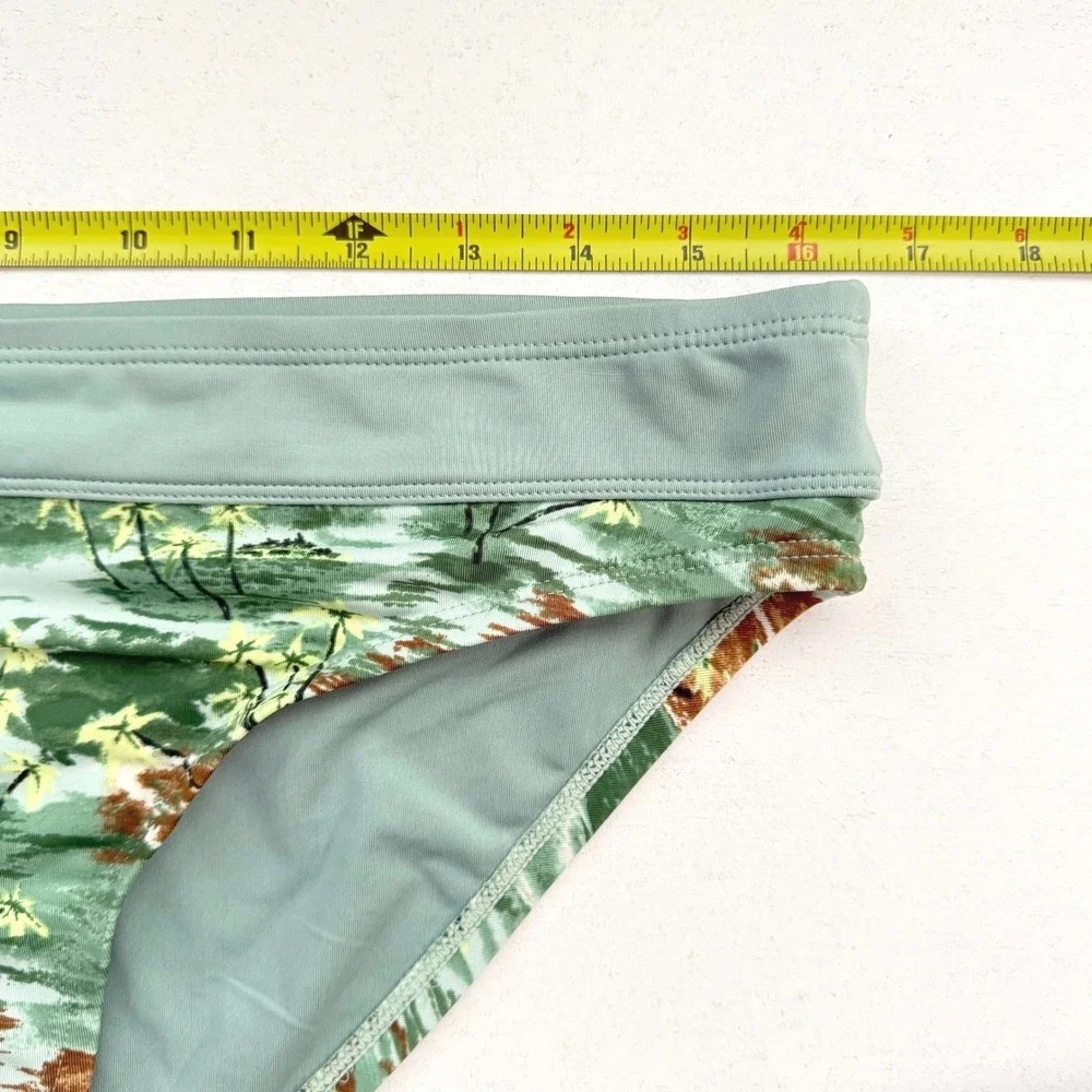 Carve Designs Hula Tropical Island Print Bikini Bottoms Sage Green‎ Womens Large