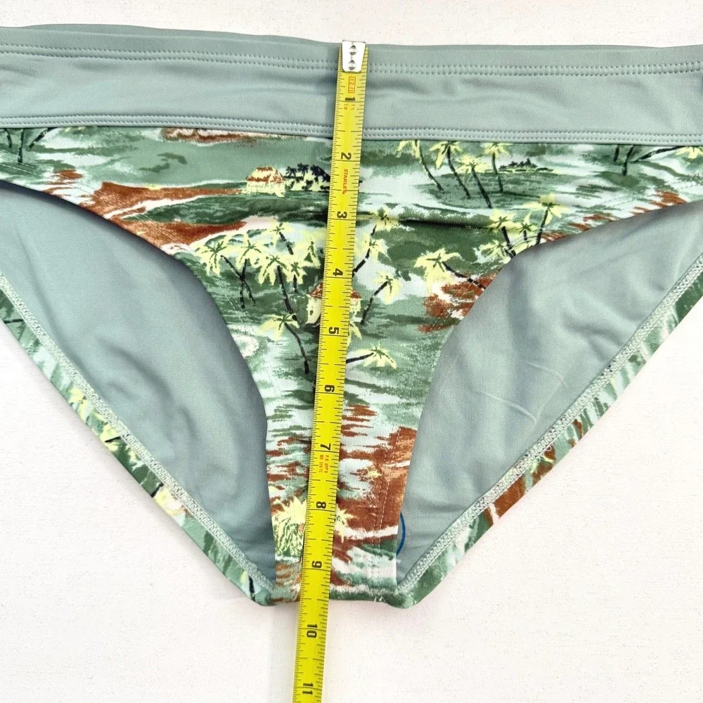 Carve Designs Hula Tropical Island Print Bikini Bottoms Sage Green‎ Womens Large
