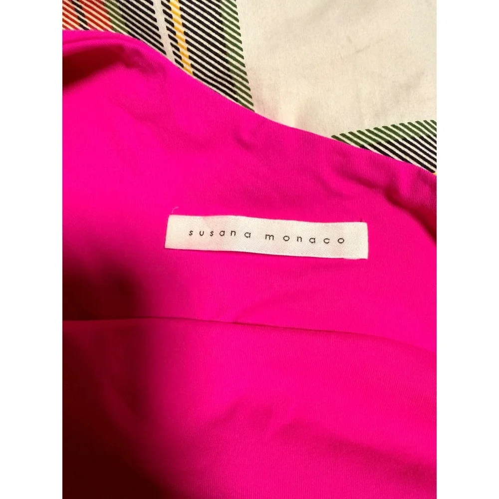 Susana Monaco One Shoulder Cutout Mini Dress‎ Hot Pink Fuchsia Bodycon Size L