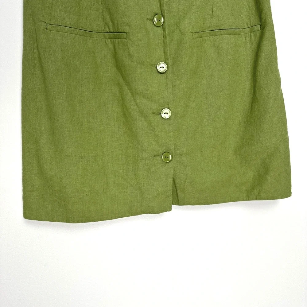 Abercrombie & Fitch Mara Green Linen Blend Button Front Mini Dress Tie‎ Back MP