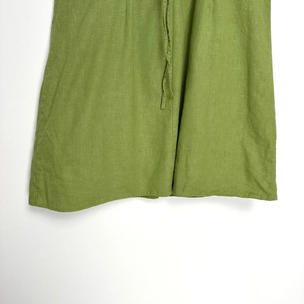 Abercrombie & Fitch Mara Green Linen Blend Button Front Mini Dress Tie‎ Back MP