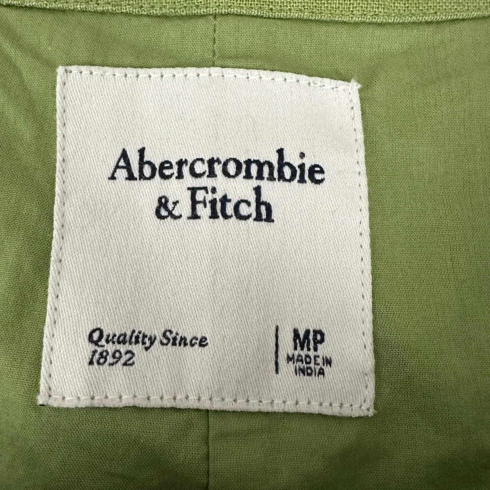 Abercrombie & Fitch Mara Green Linen Blend Button Front Mini Dress Tie‎ Back MP