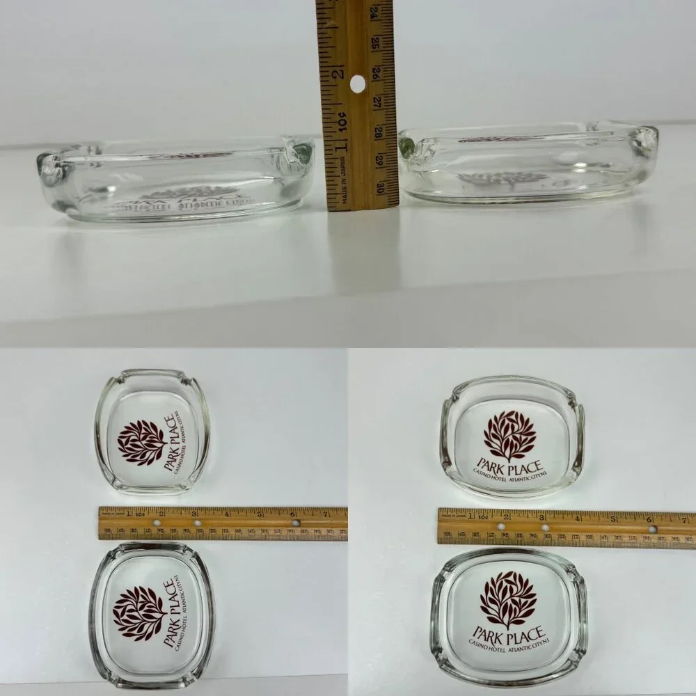 2 Vtg Park Place‎ Atlantic City NJ Casino Hotel Clear Glass Ashtray Souvenir