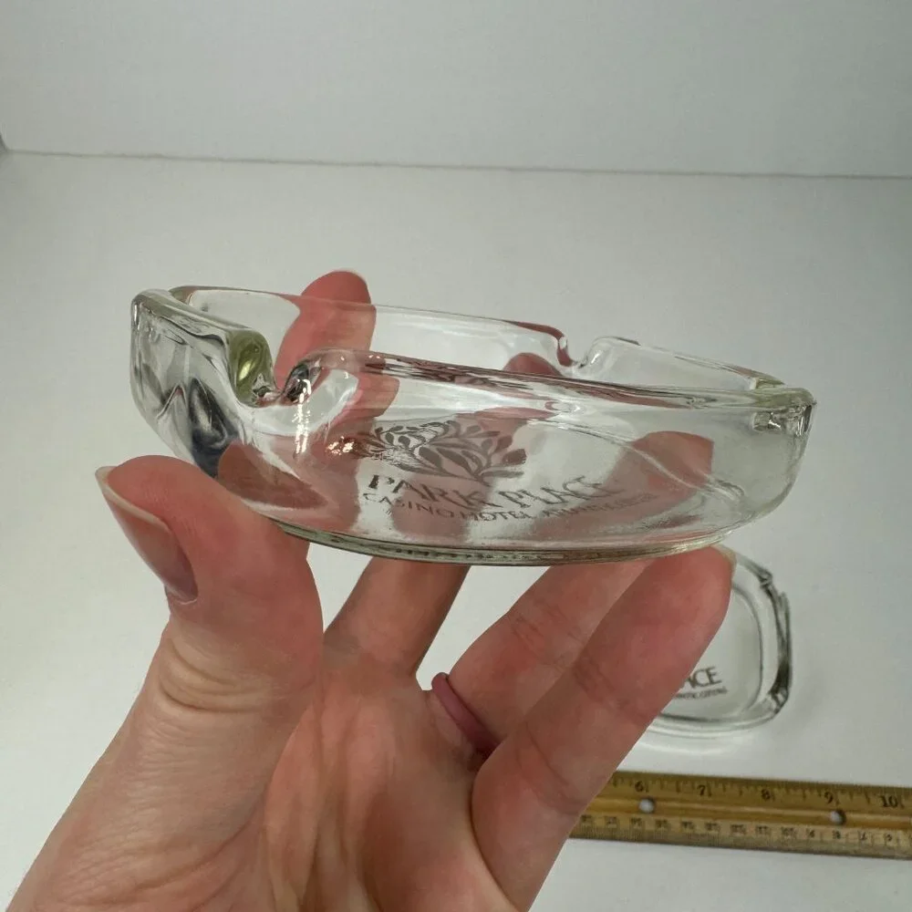 2 Vtg Park Place‎ Atlantic City NJ Casino Hotel Clear Glass Ashtray Souvenir