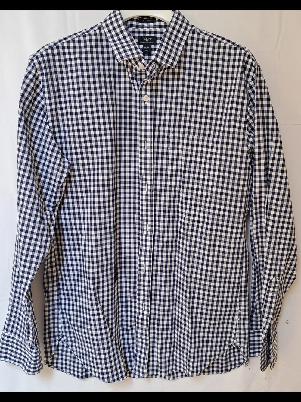J. Crew Men's Navy and White Gingham Shirt‎