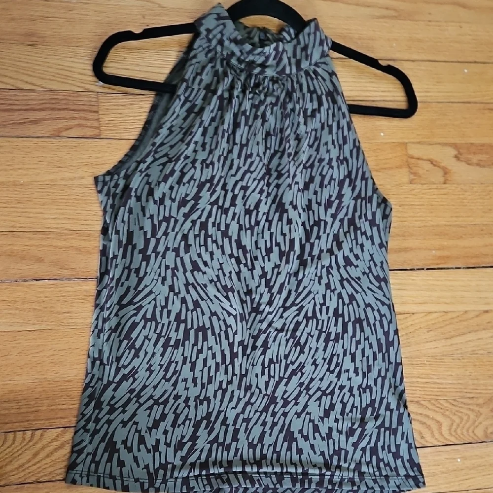 Michael Kors green and brown patterned top, Sz S/P