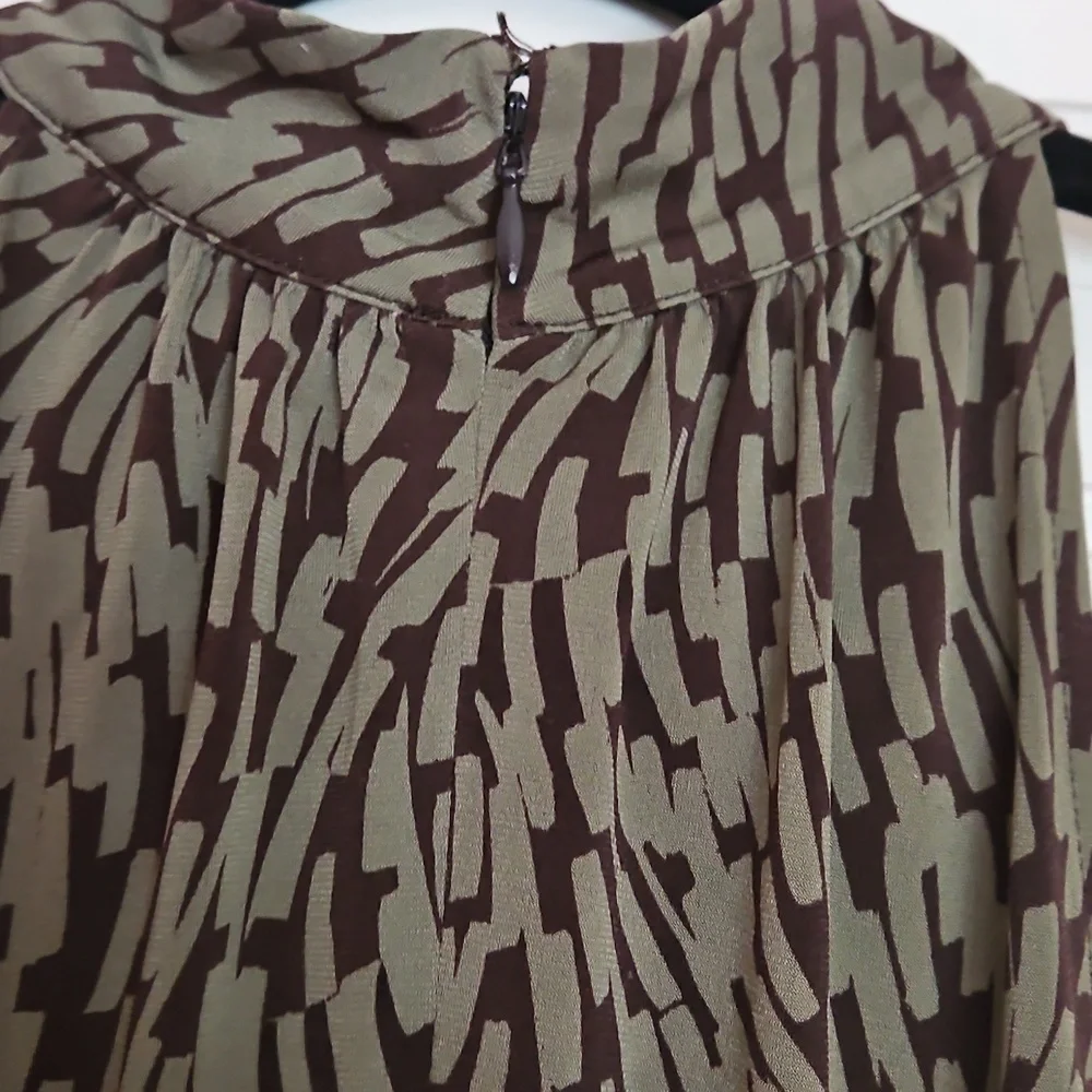 Michael Kors green and brown patterned top, Sz S/P