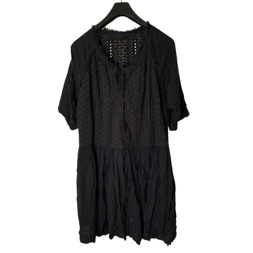 HATCH eyelet black dress women's one size