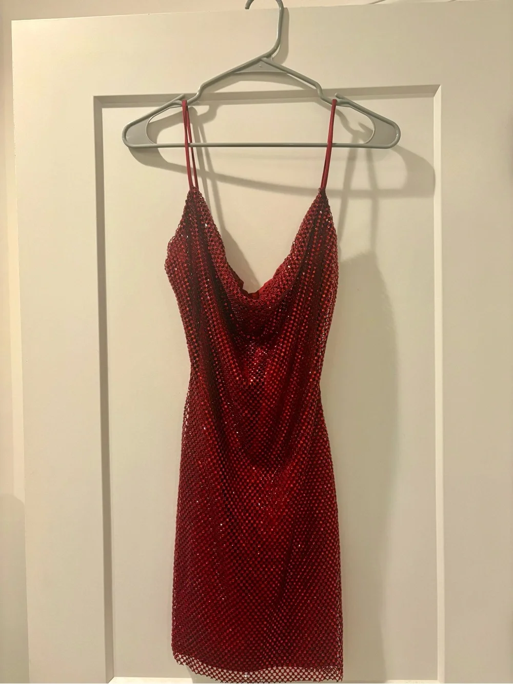 Red Sequin Cowl Neck Slip Dress - Homecoming, cocktail hour, special event