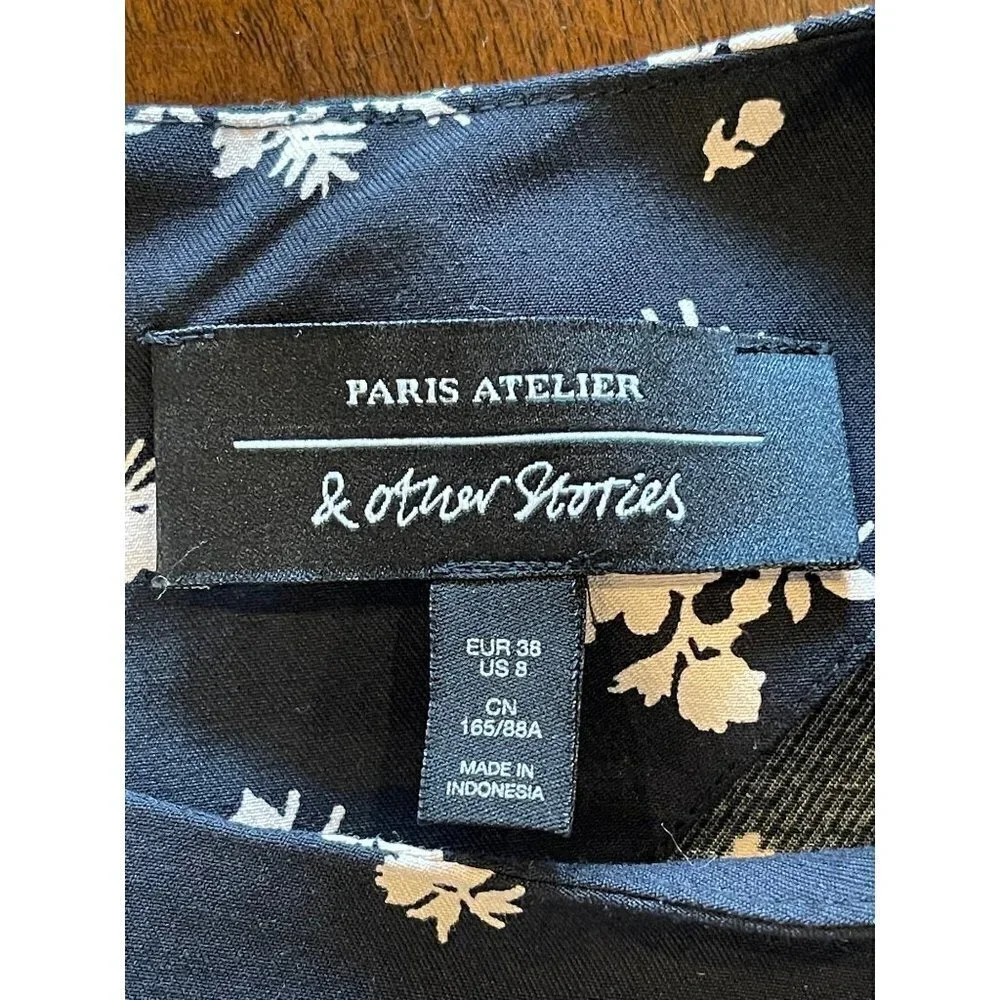 & Other Stories Paris Atelier Dress Women 8 Black Floral Shift Whimsigoth Boho
