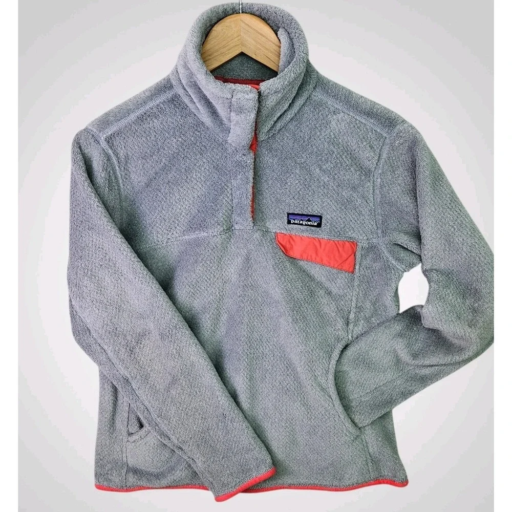 PATAGONIA‎ Re-Tool Snap-T Fleece Pullover Women's Medium Gray Pink Polartec Y2K