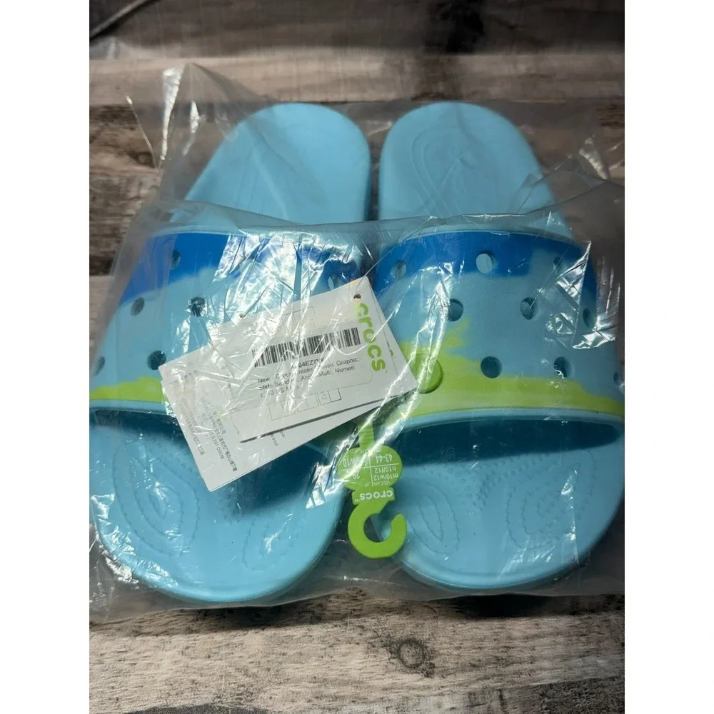 New‎ Crocs Unisex Classic Slide Sandals Blue Men Size 10