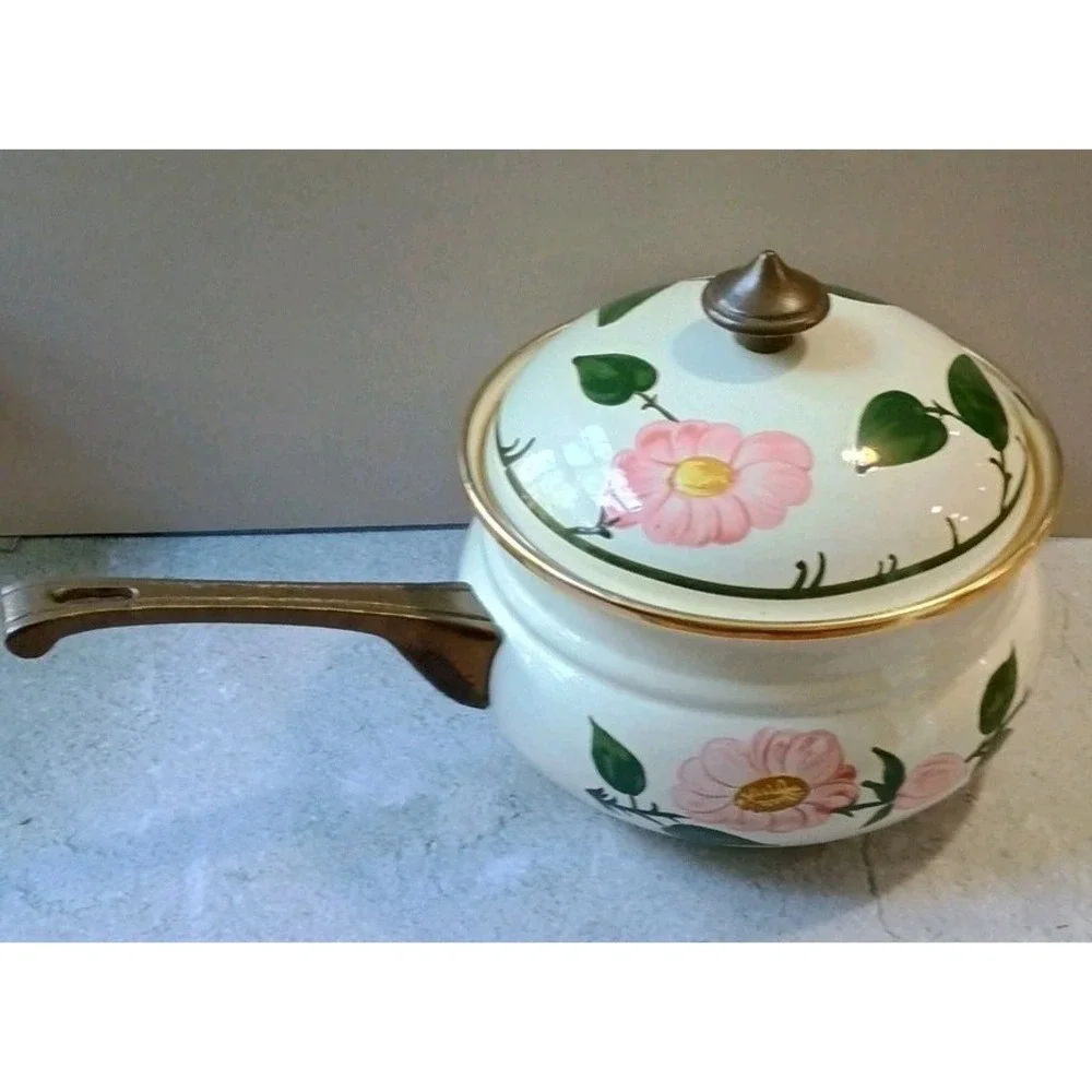Villeroy & Boch‎ French Garden Enamel Cooking Pot (3 qt) With Lid Floral Decor
