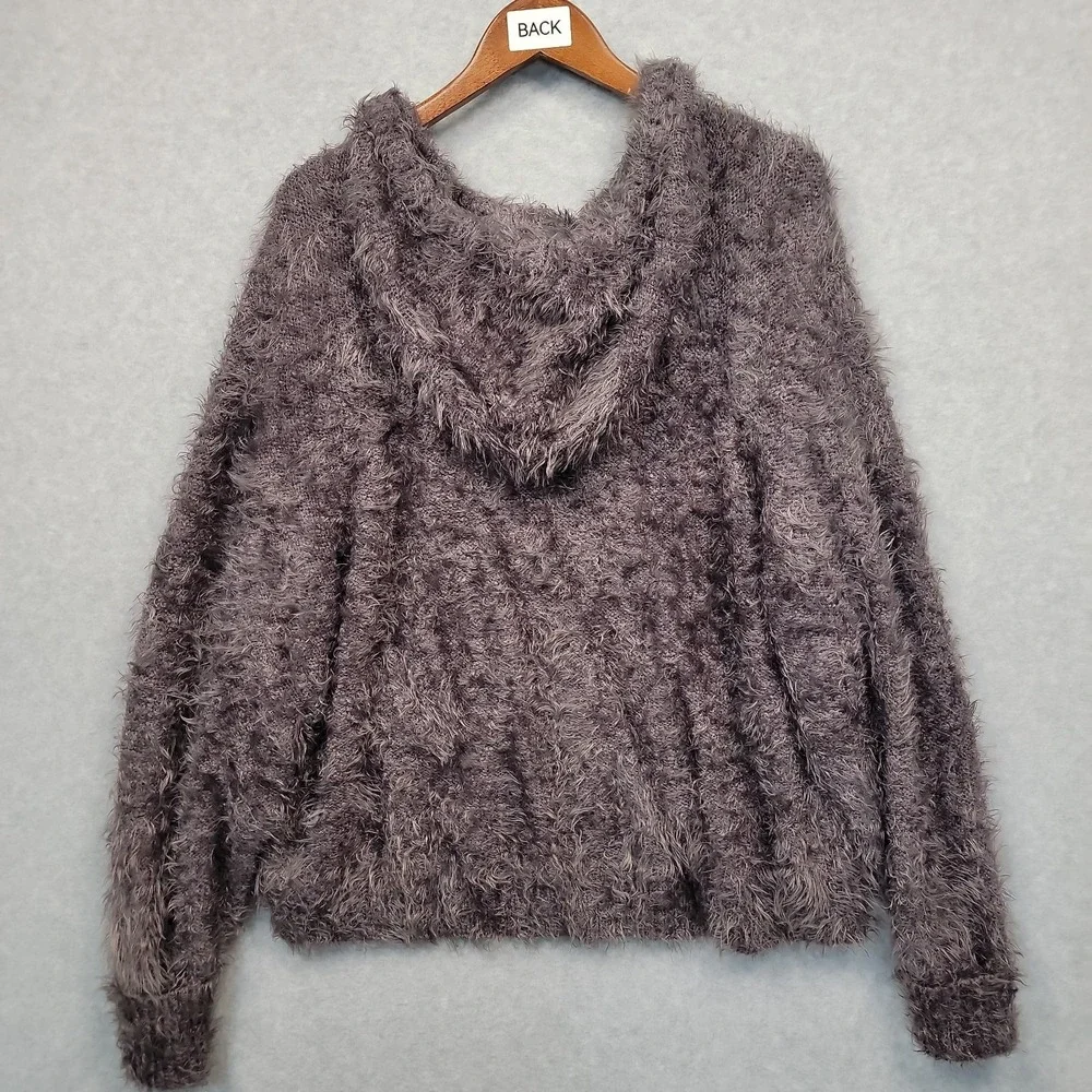 FREE PEOPLE Light As A Feather Gray‎ Hoodie Sweater Oversized Boho Cozy Sz Small