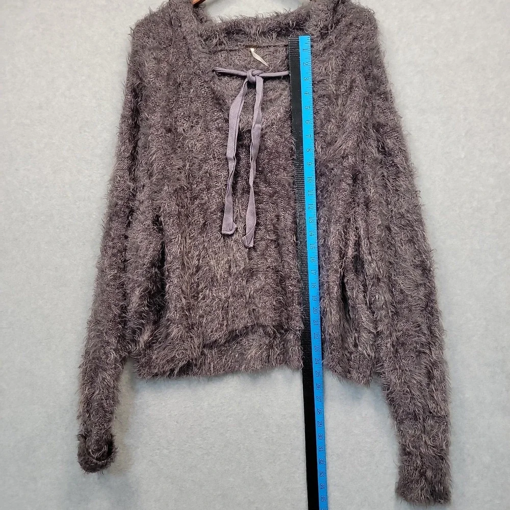 FREE PEOPLE Light As A Feather Gray‎ Hoodie Sweater Oversized Boho Cozy Sz Small