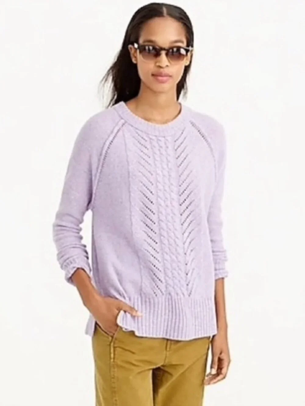 2/$30 J.Crew Wool Pointelle Cable Sweater Lilac Small #A1790