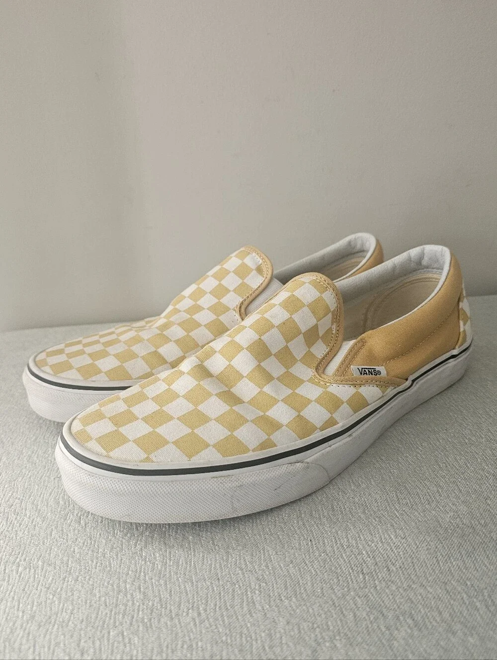 VANS Classic Slip On Yellow & White Checkerboard Unisex Sneakers, Shoes