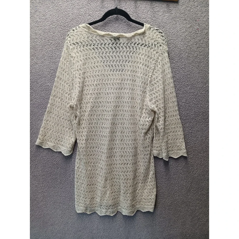 Lane Bryant Open‎ Knit Sweater 22/24 Cream Boho Sheer V Neck Plus Cottagecore