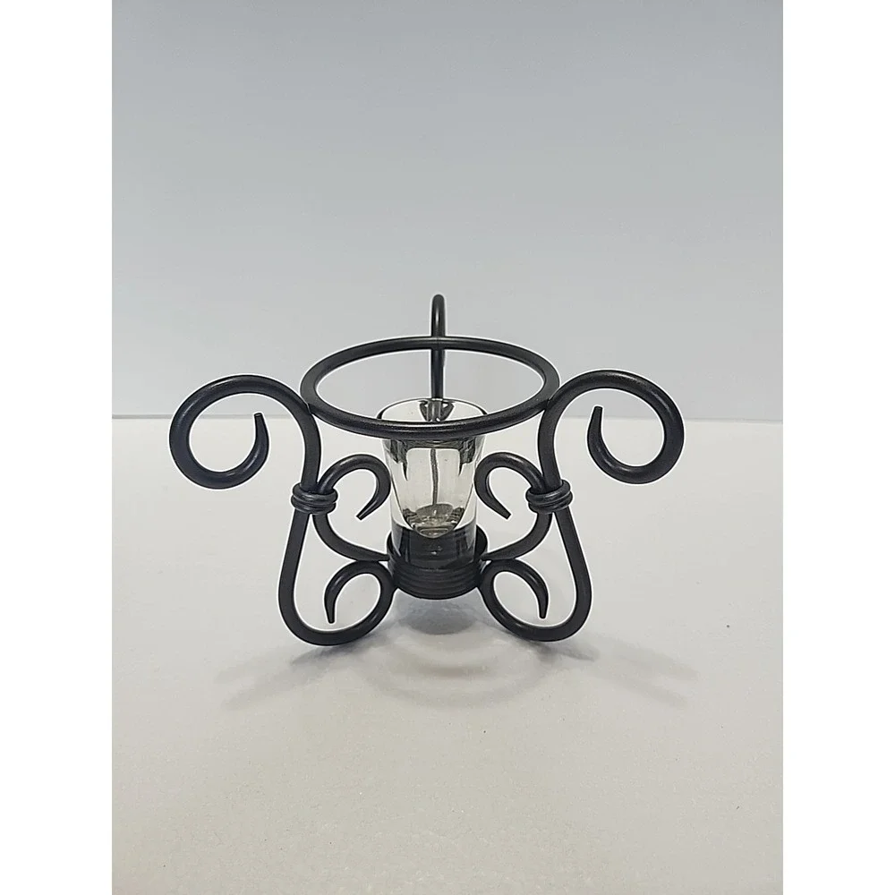 Party Light Wrought Iron Candle Or Wax Melting Base‎ Decorative Scroll Accents