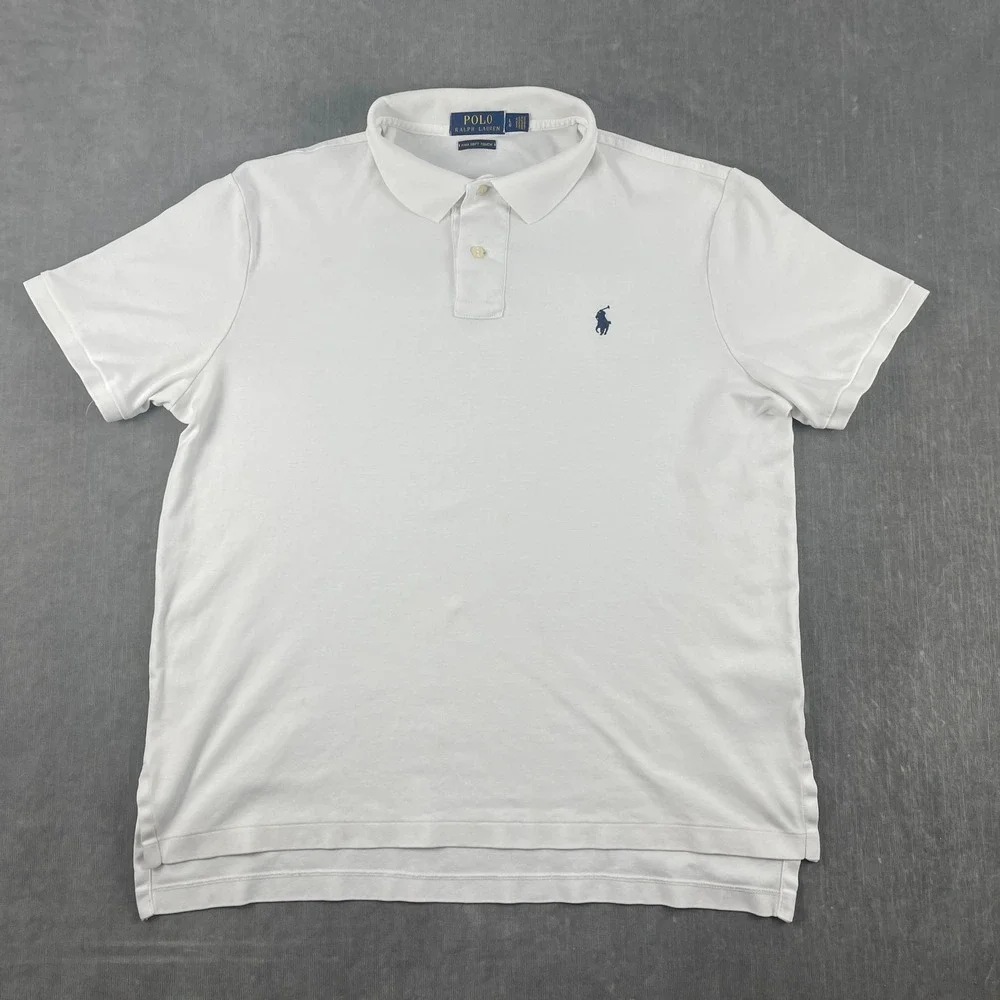 Polo Ralph Lauren Men L White Polo Shirt Pima Soft Touch