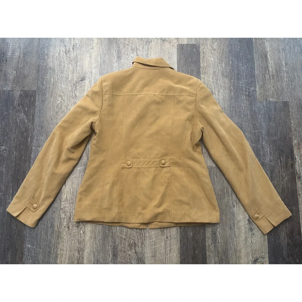 Tall Girl Tan Faux Suede Zip Up Jacket Size 16 Camel FAF801 Tailored Blazer‎