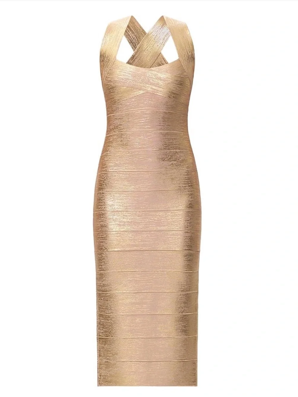 Hervé Léger Gold Bandage Dress Size M