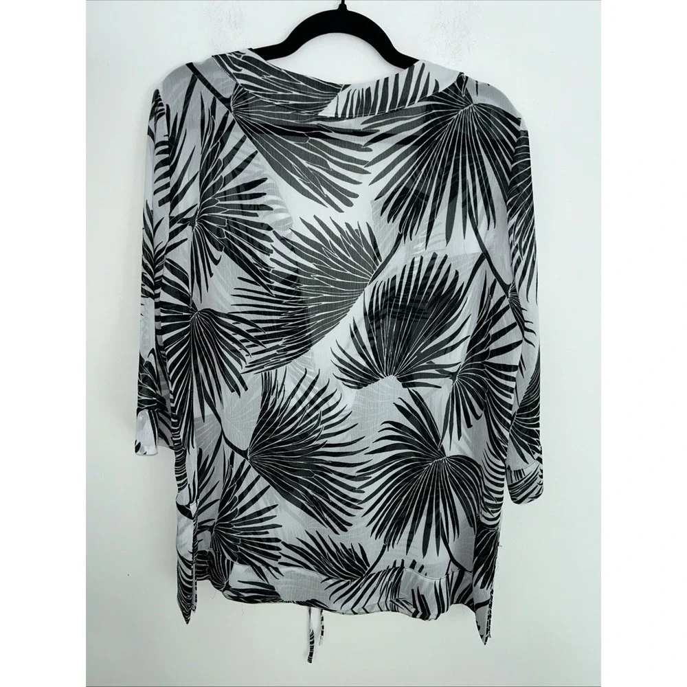 Tommy Bahama Swim Cover-Up One-Size-Fits-All‎ V-Neck Sequence Sheer Black White