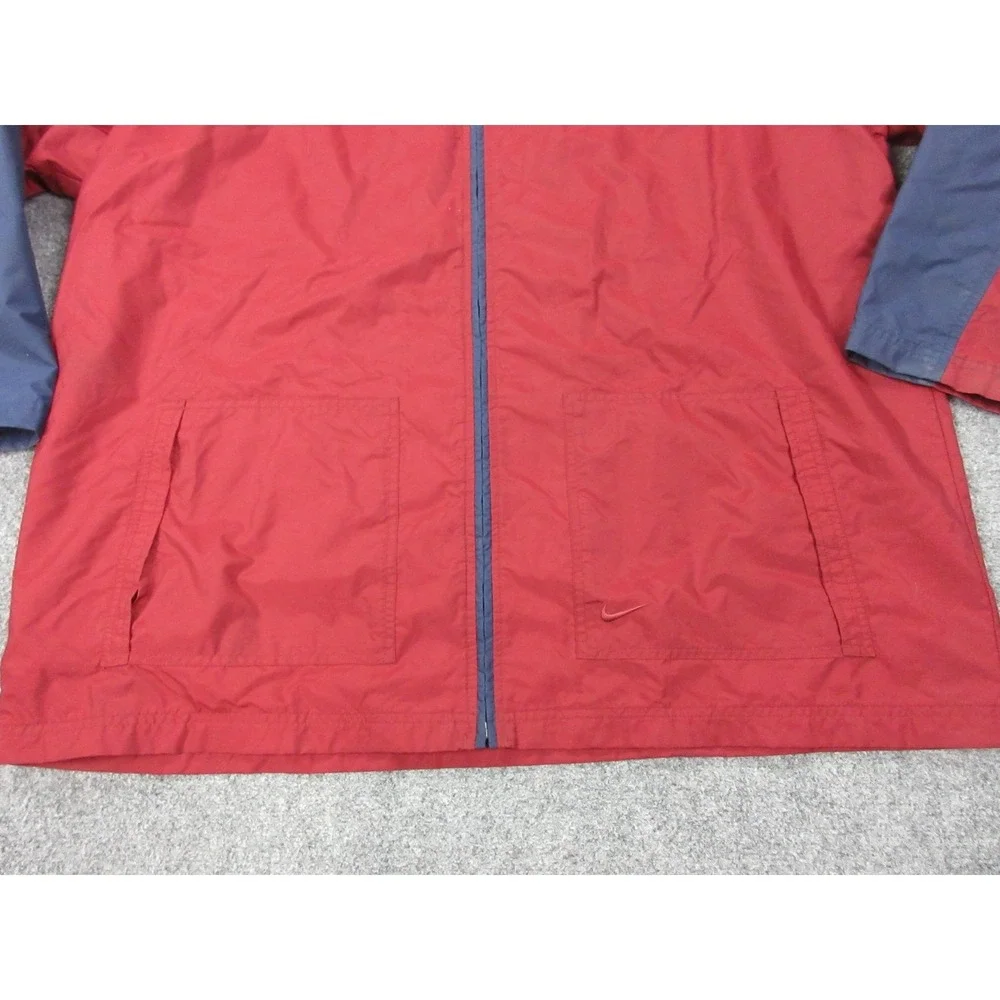 Vintage Nike Jacket‎ Mens 2XL Red Navy Full Zip Hooded Windbreaker Colorblock