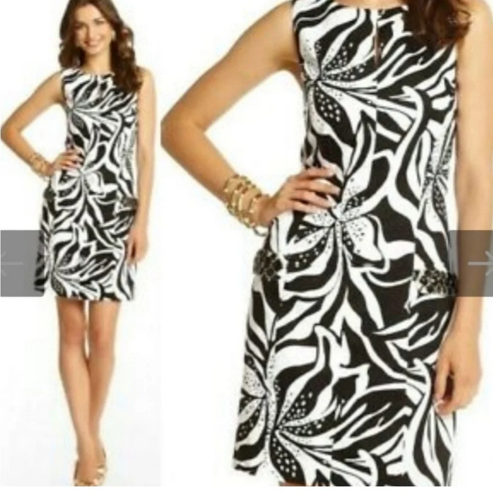 Lilly Pulitzer Forsythia Black and white shift dress 10‎