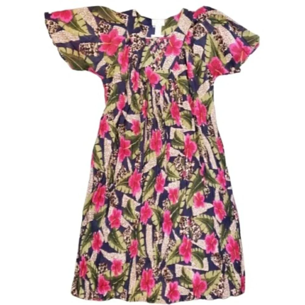 Vintage Patchouli 100% Cotton Floral Boho Cottagecore Gypsy Festival Dress Sz M
