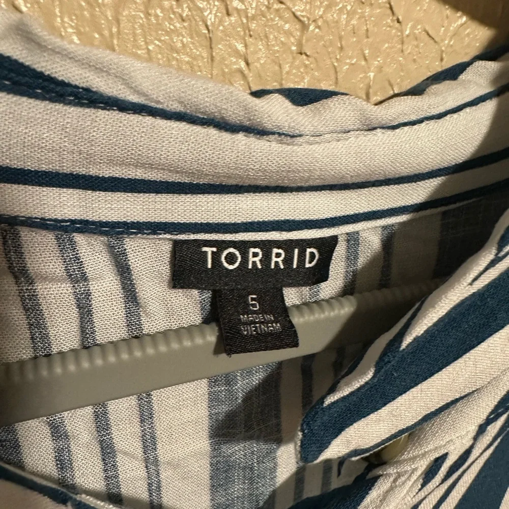 Torrid Maxi‎ Dress Striped Size 5X White Button Front Shirt Dress