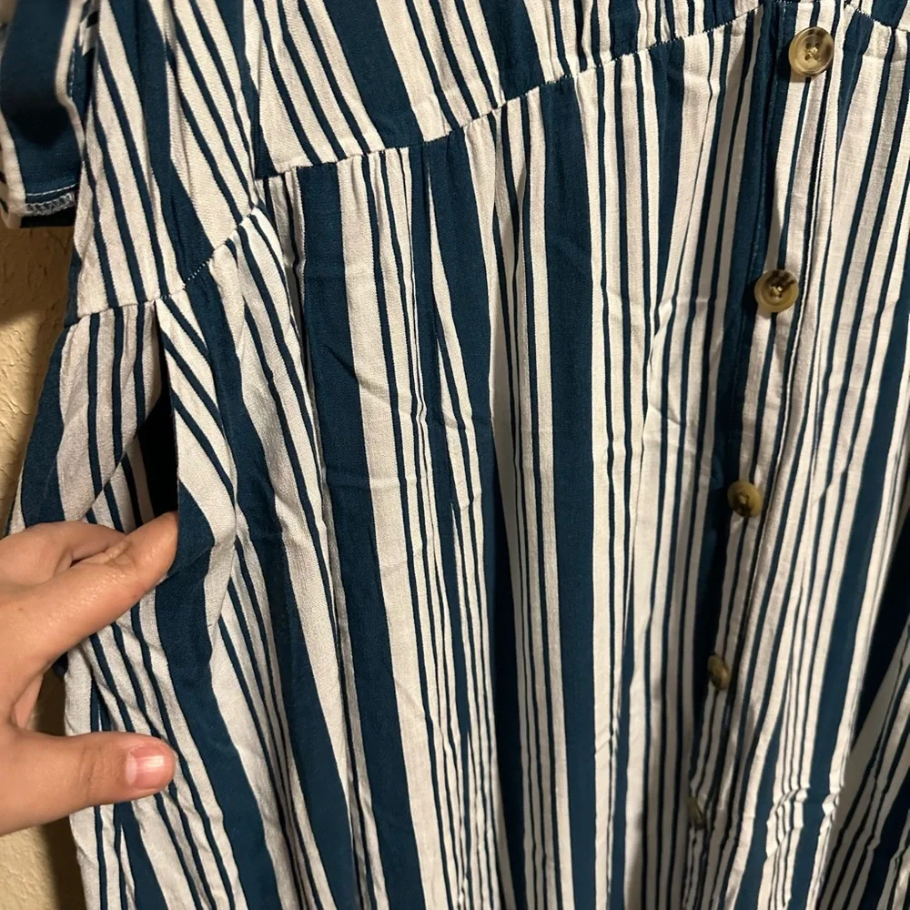 Torrid Maxi‎ Dress Striped Size 5X White Button Front Shirt Dress