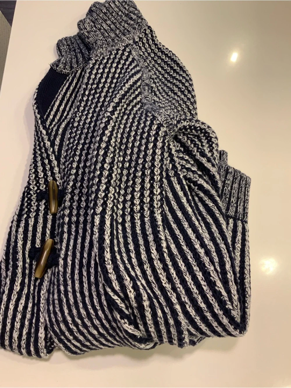 GAP Navy and White Teddy Toggle Cardigan Jacket