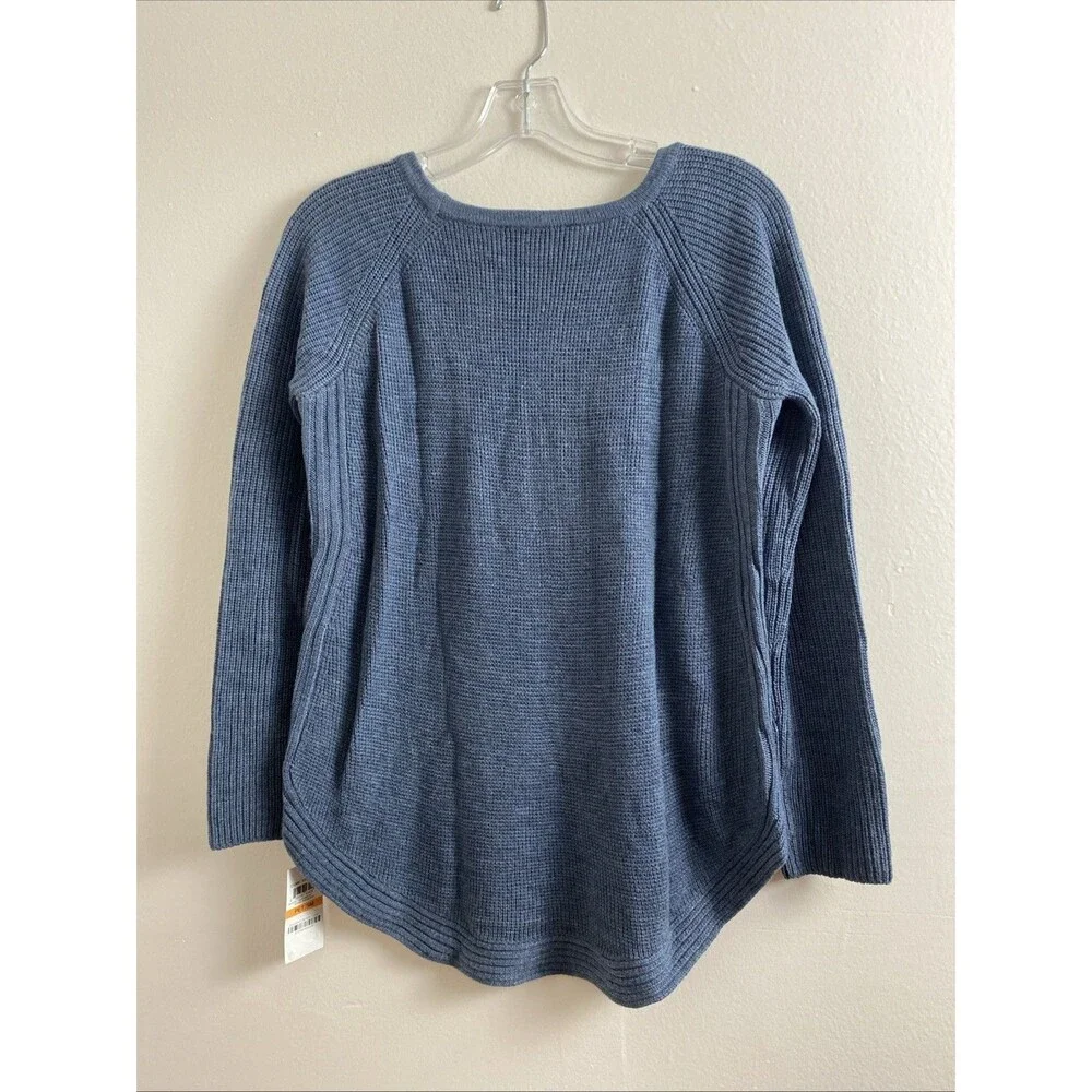 INC Sweater Gray Blue Long Sleeve Size Petite PS Sweatshirt Wool Blend Zipper