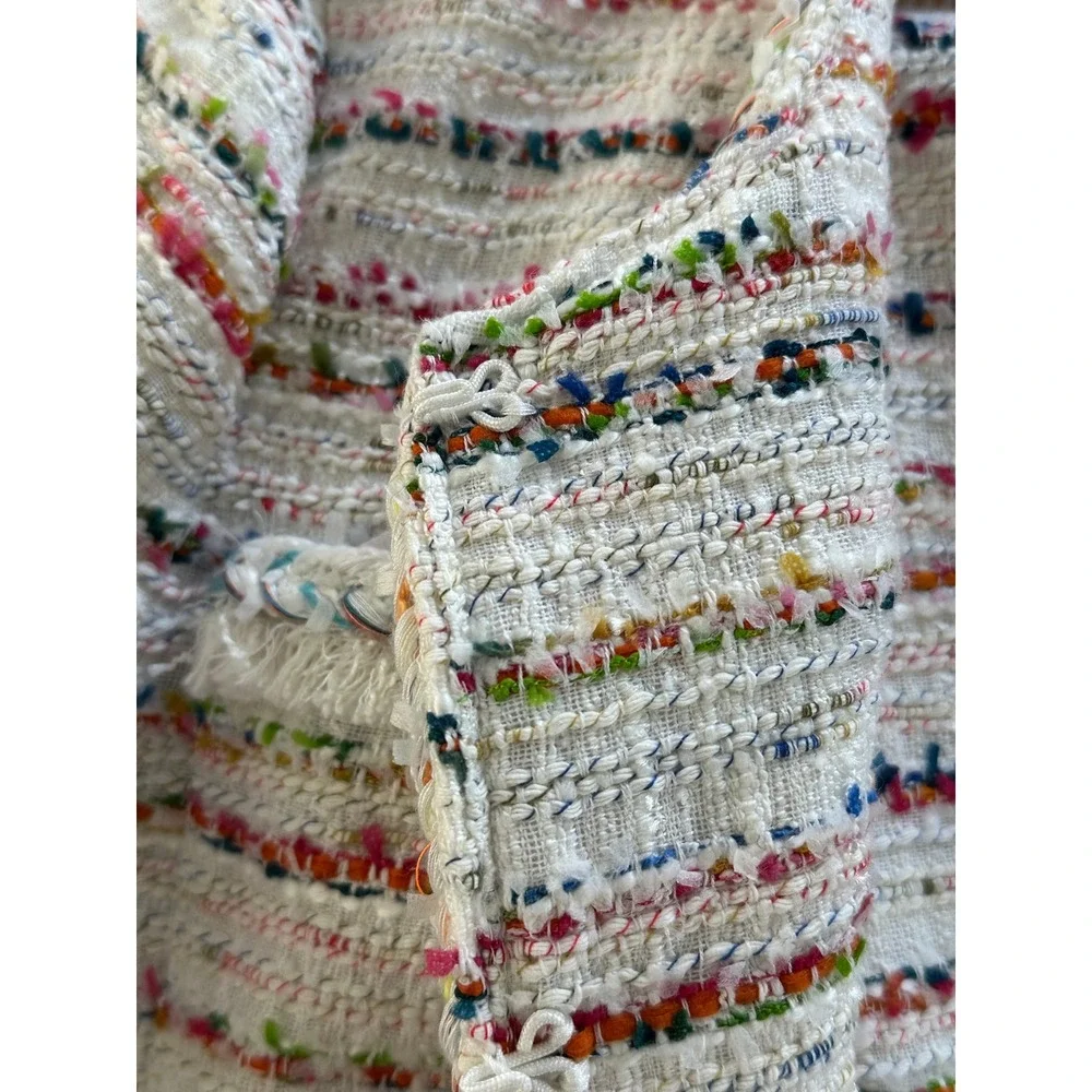 J. Crew Tweed Blazer Jacket Multicolor Striped Collarless Size‎ 14