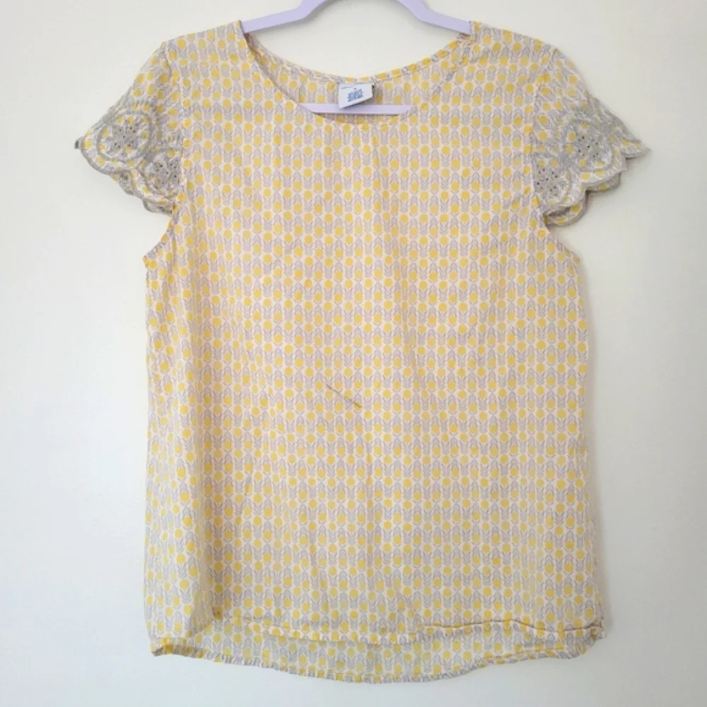 Sleep Sense Cotton Modal Blend Dots Yellow PJs Top S‎