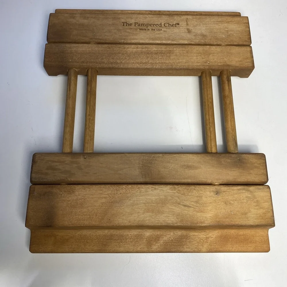 Pampered Chef Adjustable Wood Trivet Vintage‎ Casserole Cooling Stoneware Baking