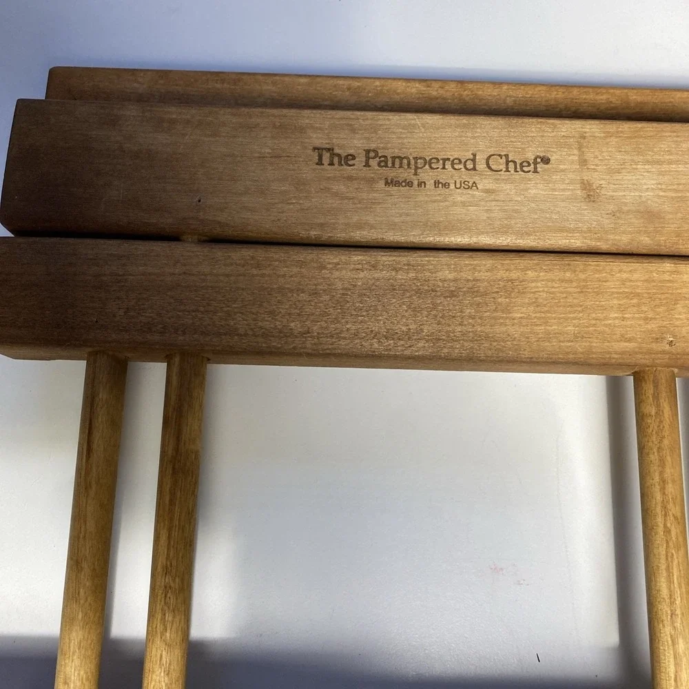 Pampered Chef Adjustable Wood Trivet Vintage‎ Casserole Cooling Stoneware Baking